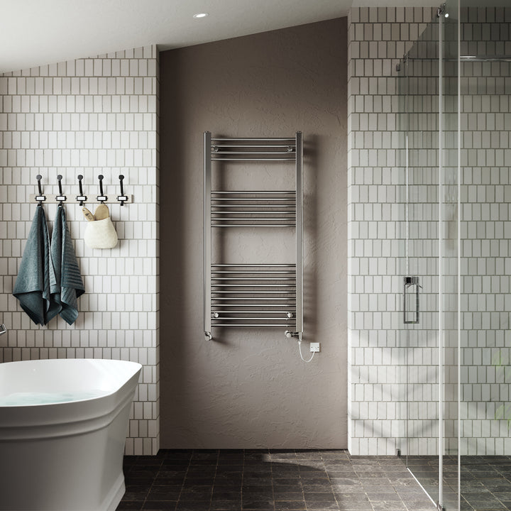 Zennor - Chrome Dual Fuel Towel Rail H1200mm x W600mm Standard - Straight