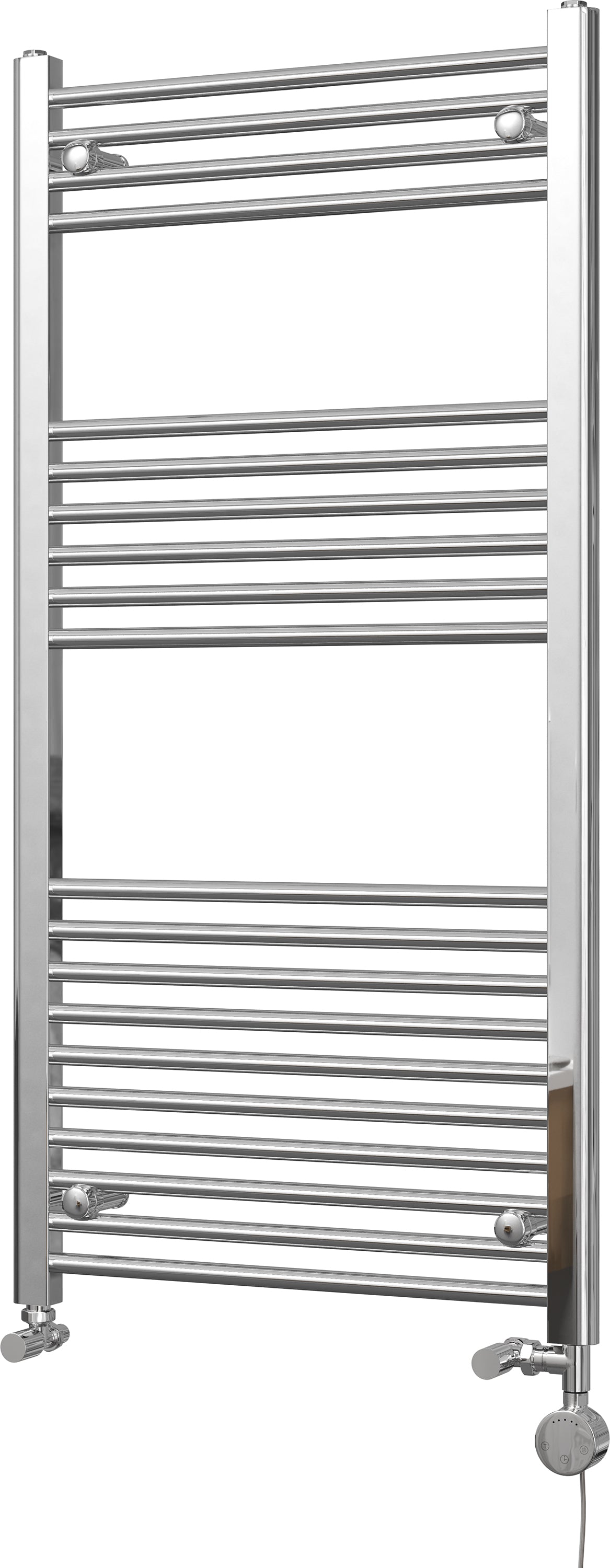 Zennor - Chrome Dual Fuel Towel Rail H1200mm x W600mm Thermostatic - Straight