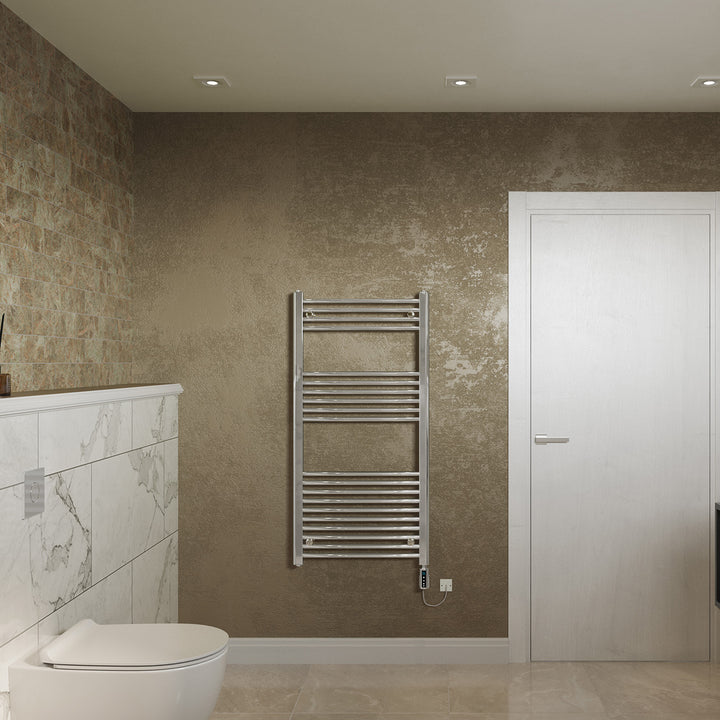 Zennor - Chrome Electric Towel Rail H1200mm x W600mm Straight 300w Thermostatic WIFI