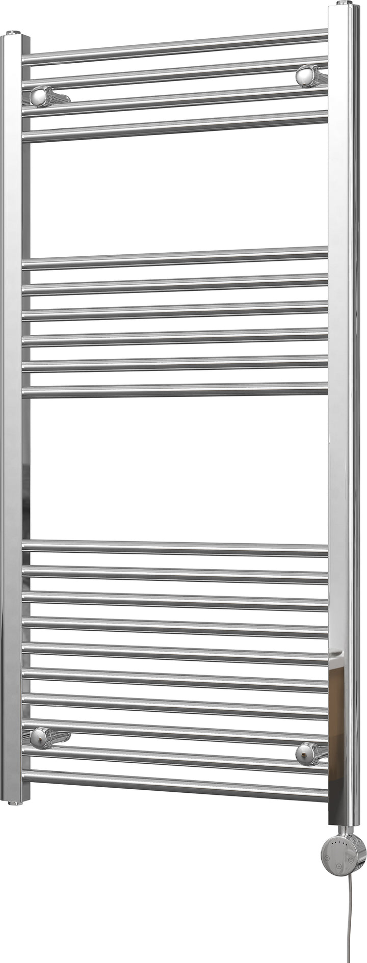 Zennor - Chrome Electric Towel Rail H1200mm x W600mm Straight 600w Thermostatic