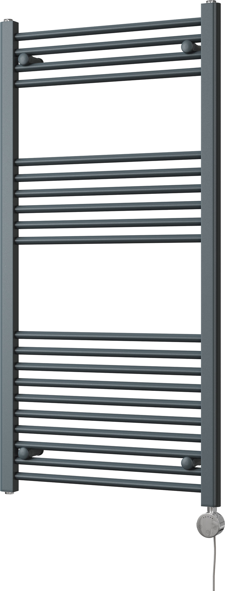 Zennor - Anthracite Electric Towel Rail H1200mm x W600mm Straight 600w Thermostatic