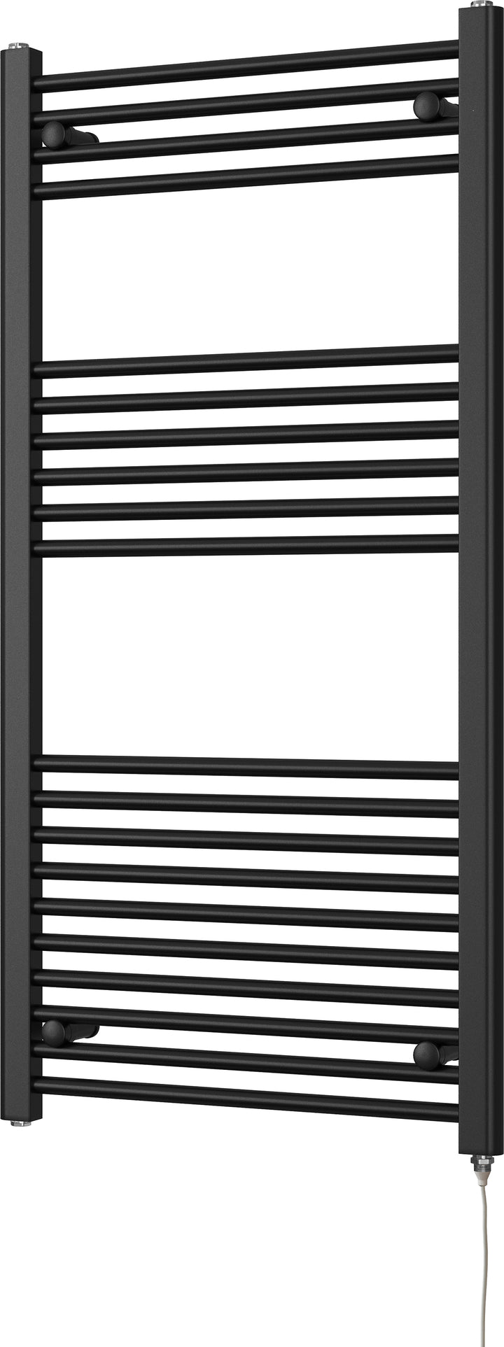 Zennor - Black Electric Towel Rail H1200mm x W600mm Straight 500w Standard