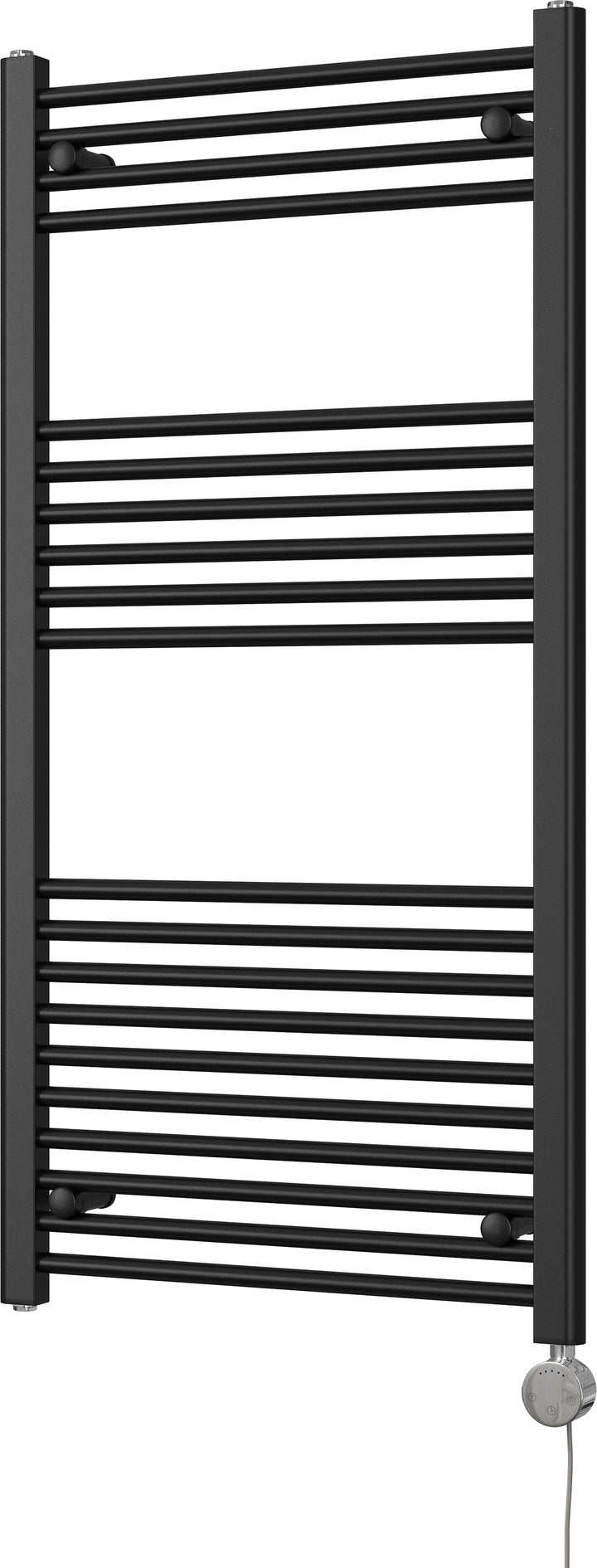 Zennor - Black Electric Towel Rail H1200mm x W600mm Straight 600w Thermostatic