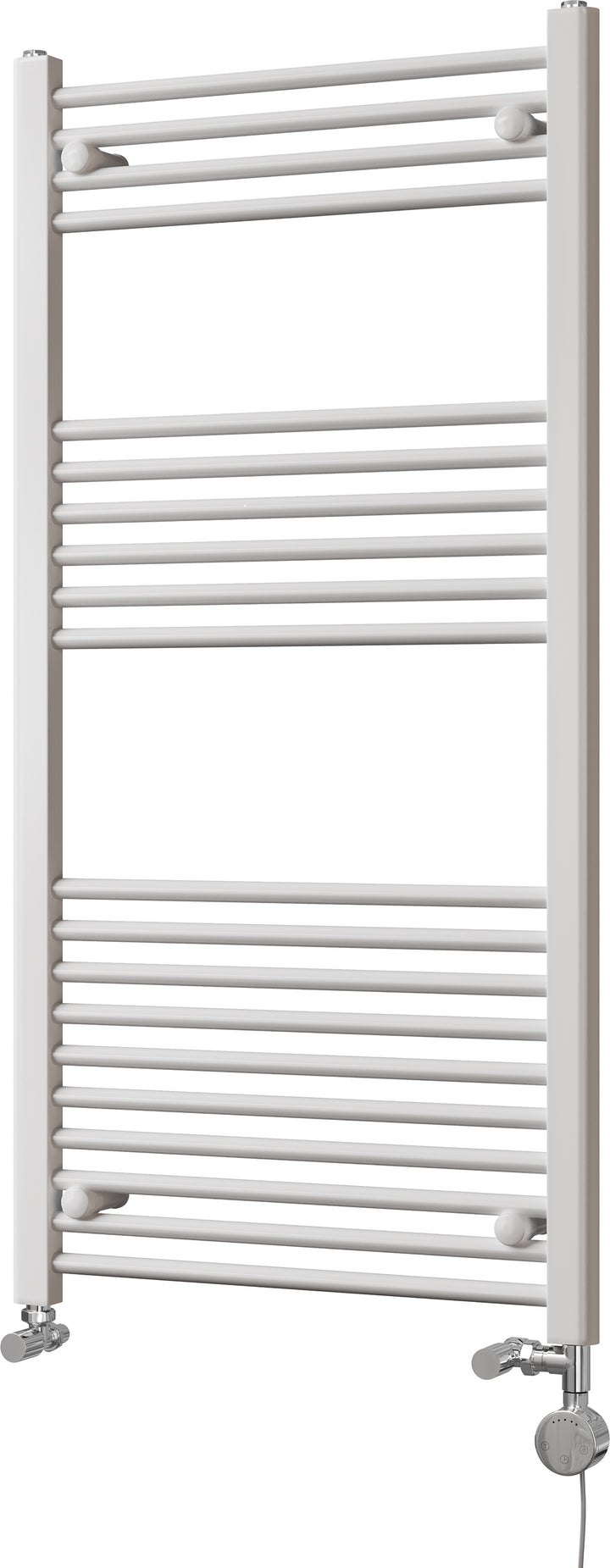 Zennor - White Dual Fuel Towel Rail H1200mm x W600mm Thermostatic - Straight