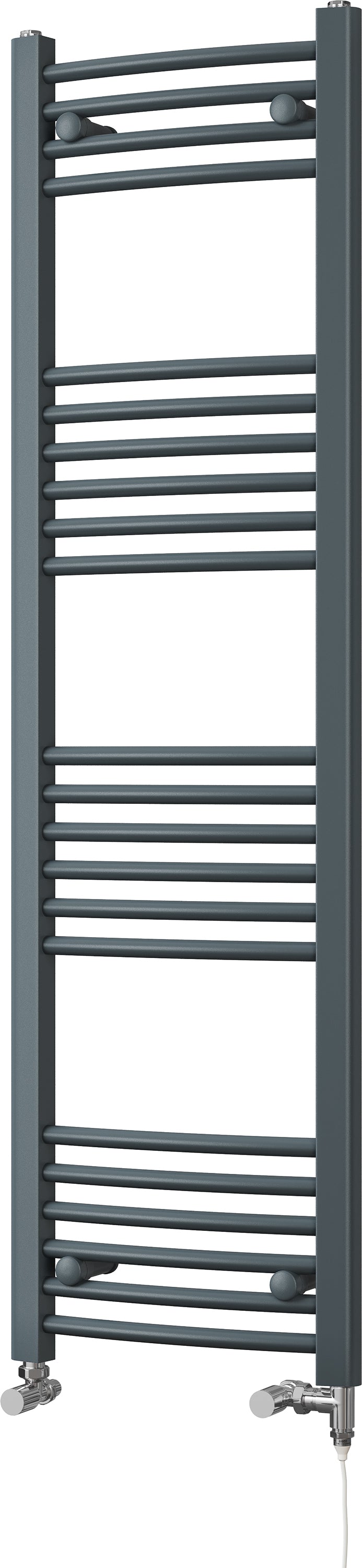 Zennor - Anthracite Dual Fuel Towel Rail  H1400mm x W400mm Standard - Curved