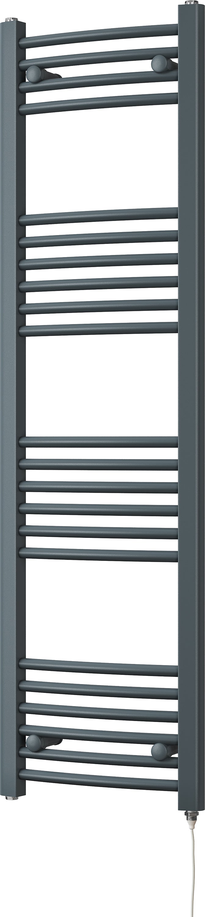 Zennor - Anthracite Electric Towel Rail H1400mm x W400mm Curved 400w Standard