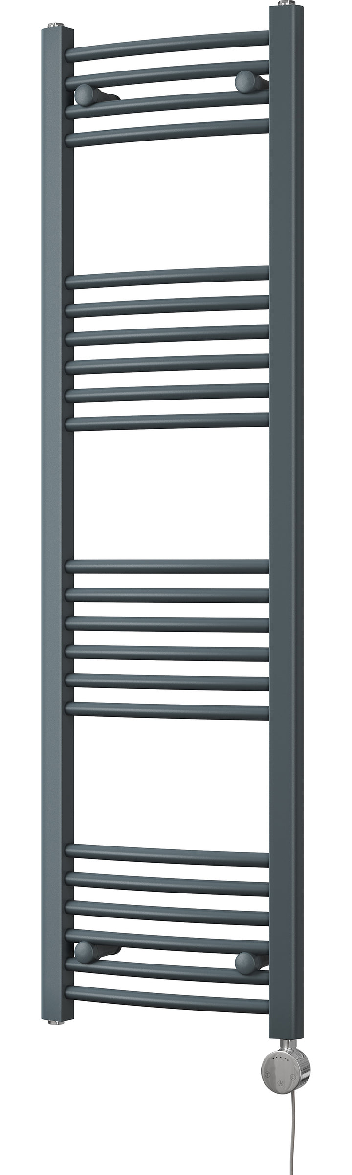 Zennor - Anthracite Electric Towel Rail H1400mm x W400mm Curved 300w Thermostatic