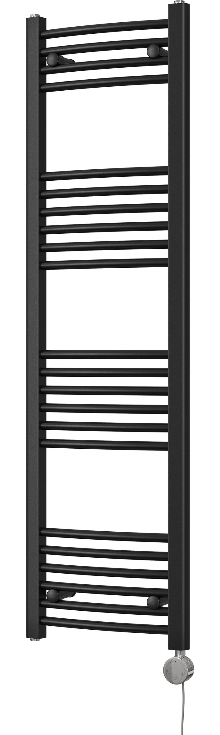 Zennor - Black Electric Towel Rail H1400mm x W400mm Curved 300w Thermostatic