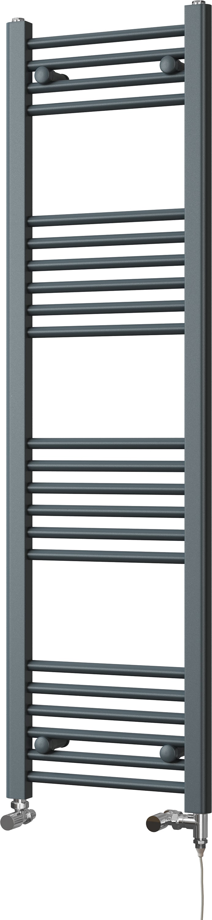 Zennor - Anthracite Dual Fuel Towel Rail H1400mm x W400mm Standard - Straight