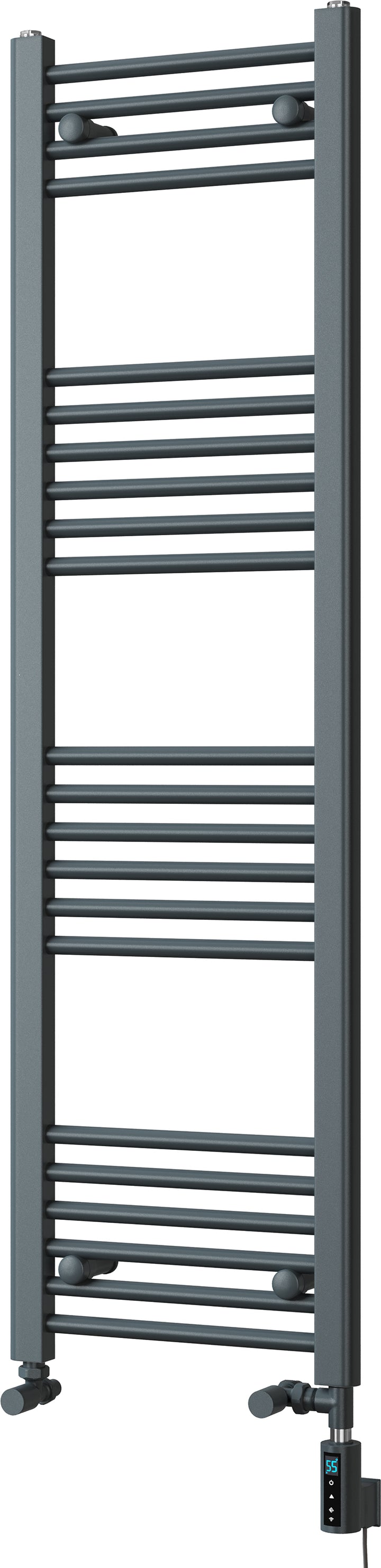 Zennor - Anthracite Dual Fuel Towel Rail H1400mm x W400mm Thermostatic WIFI - Straight