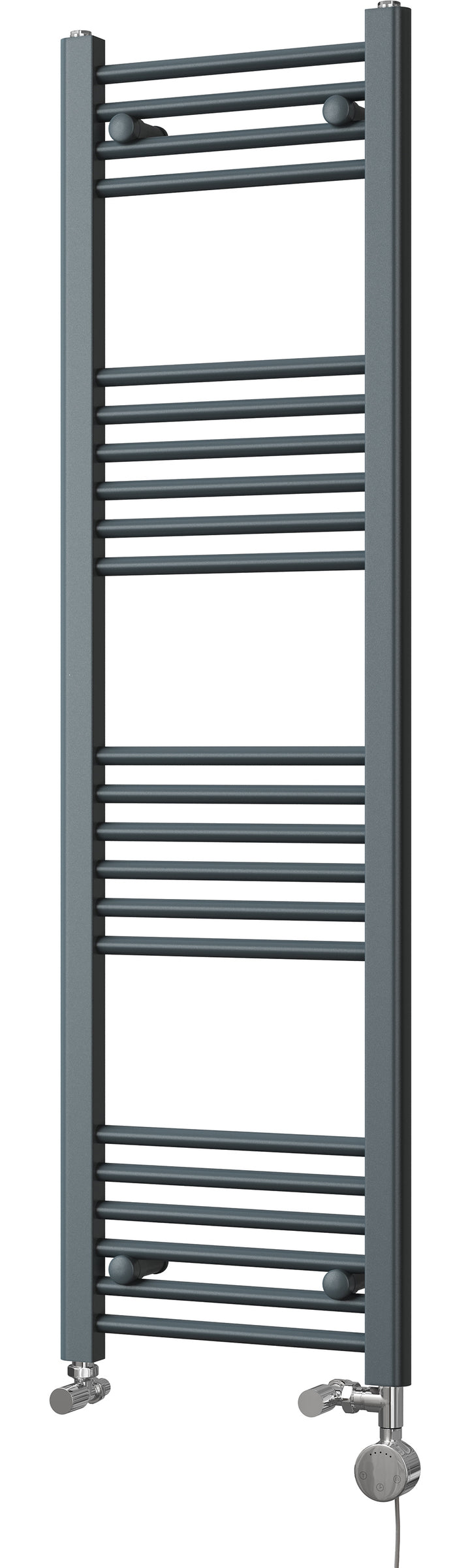 Zennor - Anthracite Dual Fuel Towel Rail  H1400mm x W400mm Thermostatic - Straight