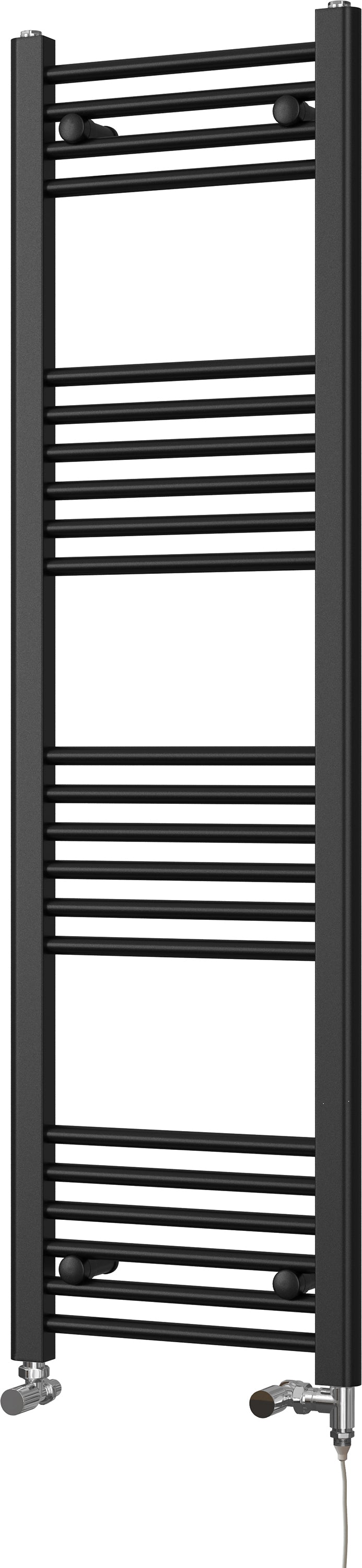 Zennor - Black Dual Fuel Towel Rail H1400mm x W400mm Standard - Straight