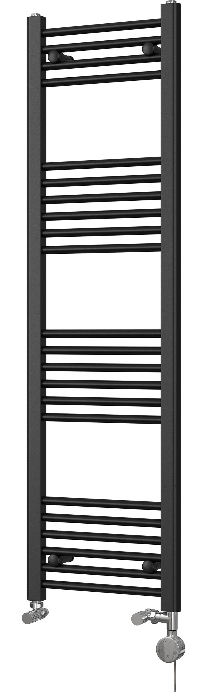 Zennor - Black Dual Fuel Towel Rail H1400mm x W400mm Thermostatic - Straight