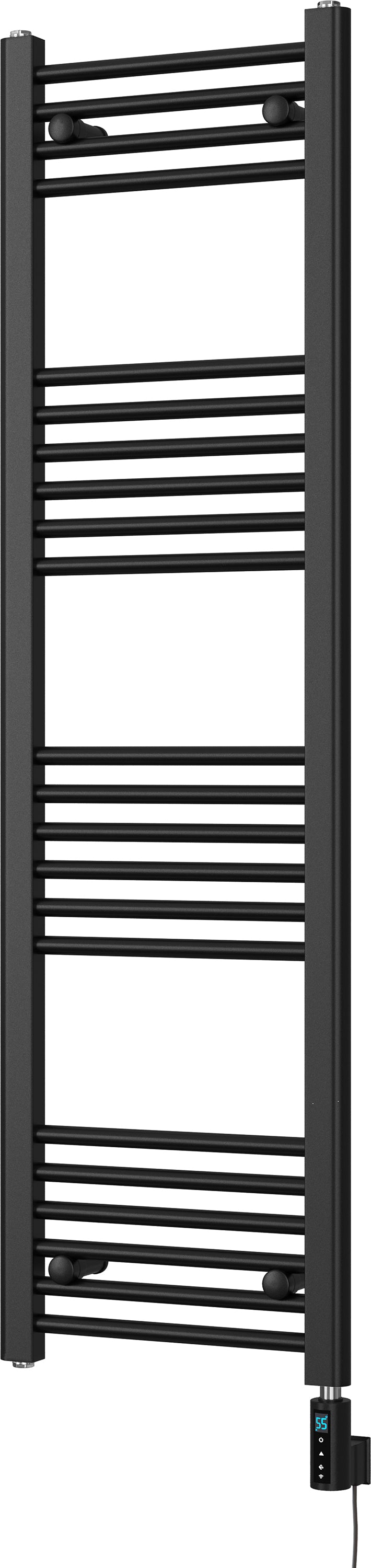 Zennor - Black Electric Towel Rail H1400mm x W400mm Straight 300w Thermostatic WIFI