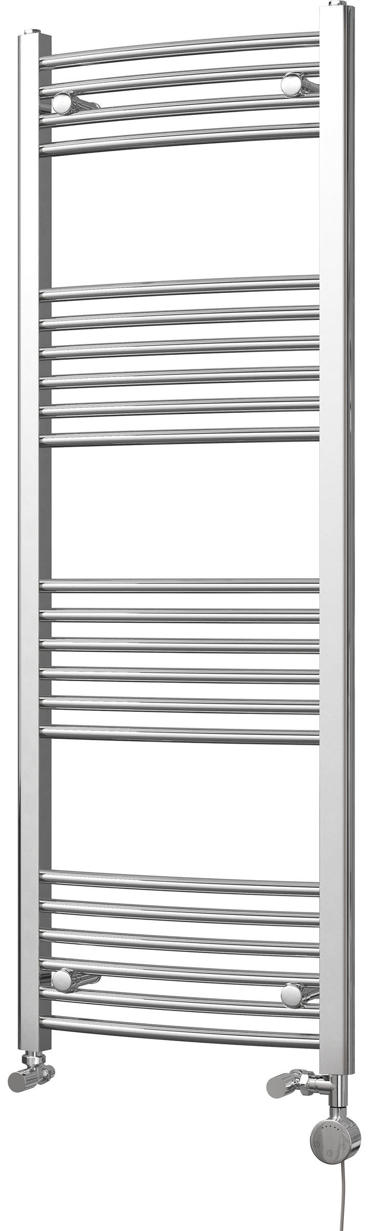 Zennor - Chrome Dual Fuel Towel Rail H1400mm x W500mm Thermostatic - Curved