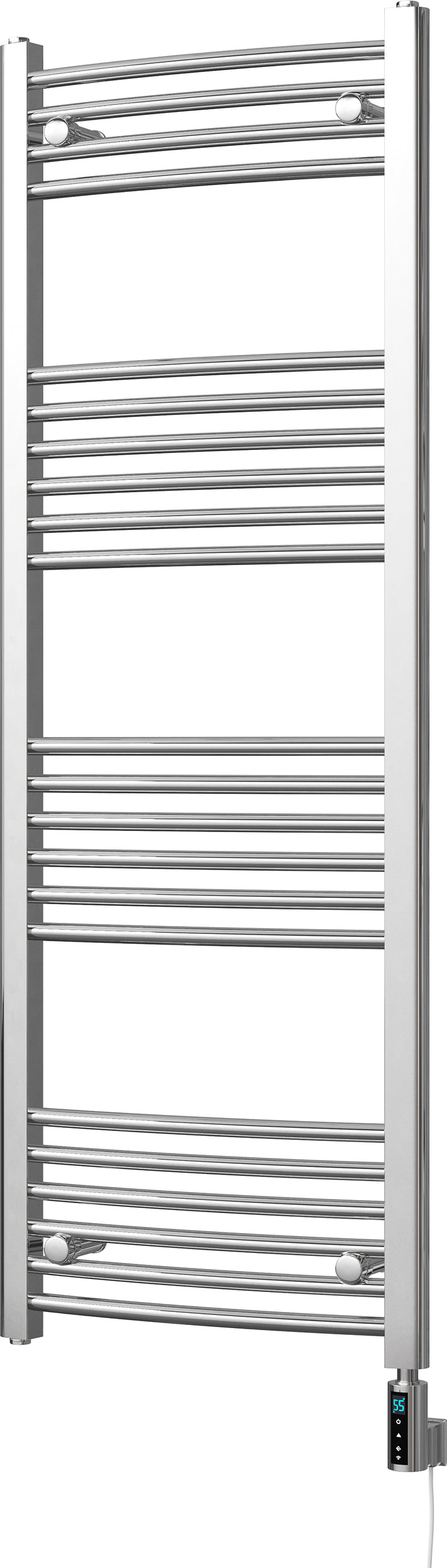 Zennor - Chrome Electric Towel Rail H1400mm x W500mm Curved 300w Thermostatic WIFI