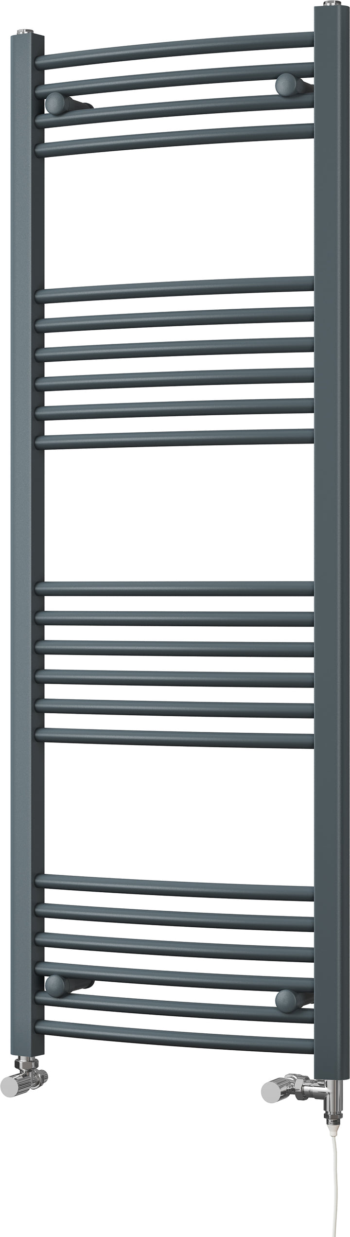 Zennor - Anthracite Dual Fuel Towel Rail H1400mm x W500mm Standard - Curved