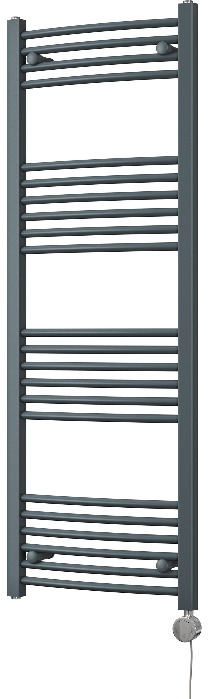 Zennor - Anthracite Electric Towel Rail H1400mm x W500mm Curved 600w Thermostatic