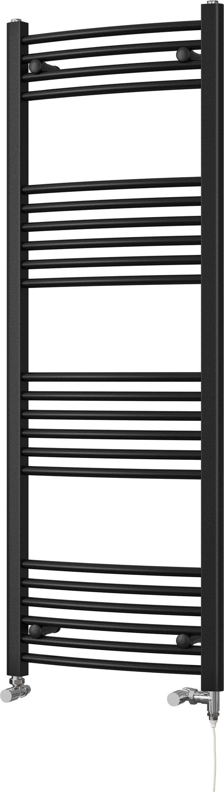 Zennor - Black Dual Fuel Towel Rail H1400mm x W500mm Standard - Curved