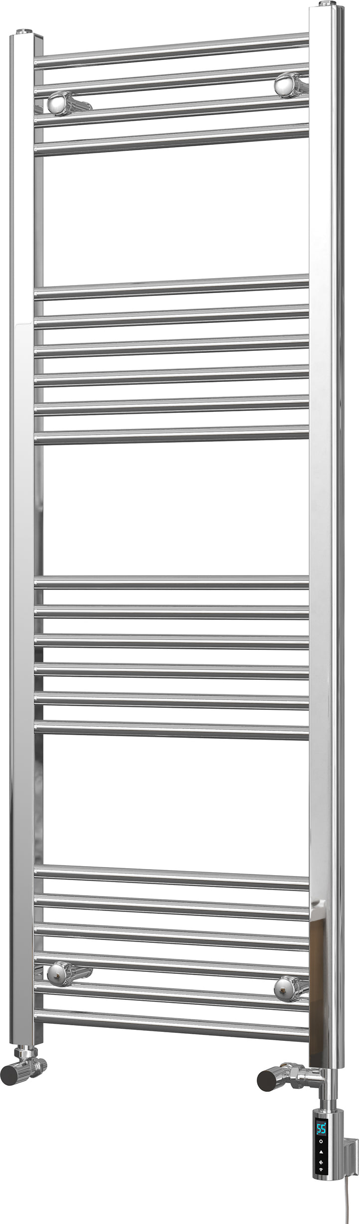 Zennor - Chrome Dual Fuel Towel Rail H1400mm x W500mm Thermostatic WIFI - Straight