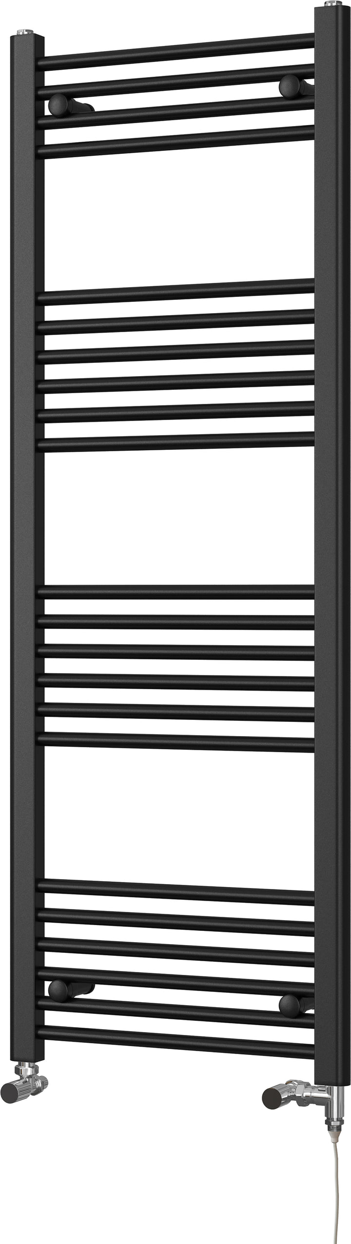 Zennor - Black Dual Fuel Towel Rail H1400mm x W500mm Standard - Straight