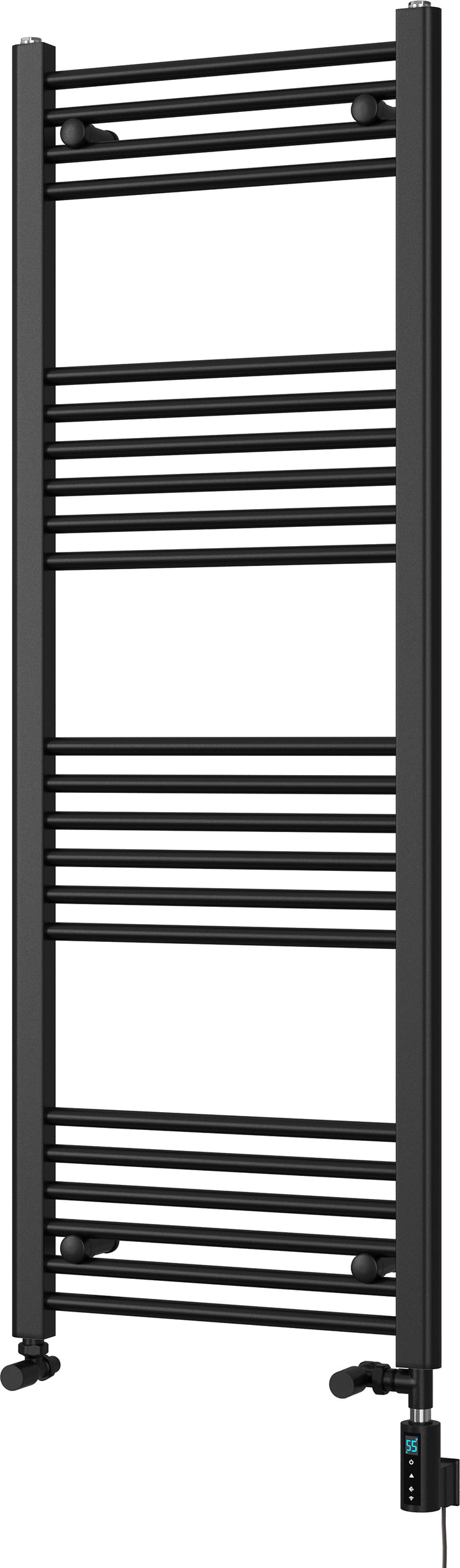 Zennor - Black Dual Fuel Towel Rail H1400mm x W500mm Thermostatic WIFI - Straight