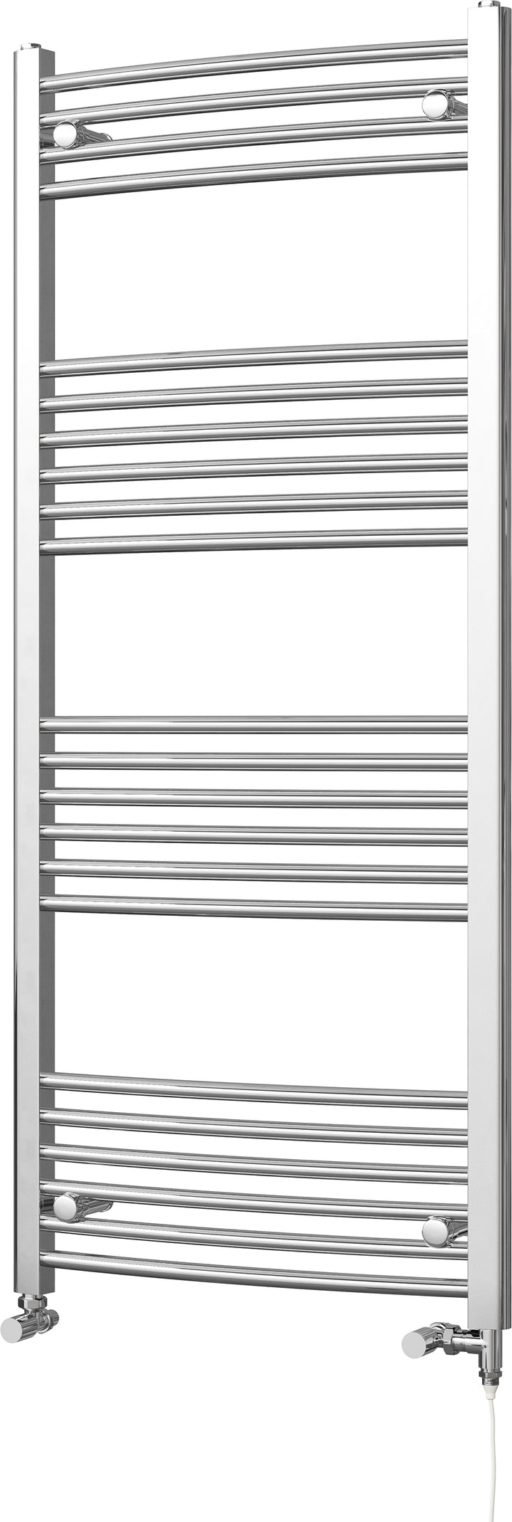 Zennor - Chrome Dual Fuel Towel Rail H1400mm x W600mm Standard - Curved