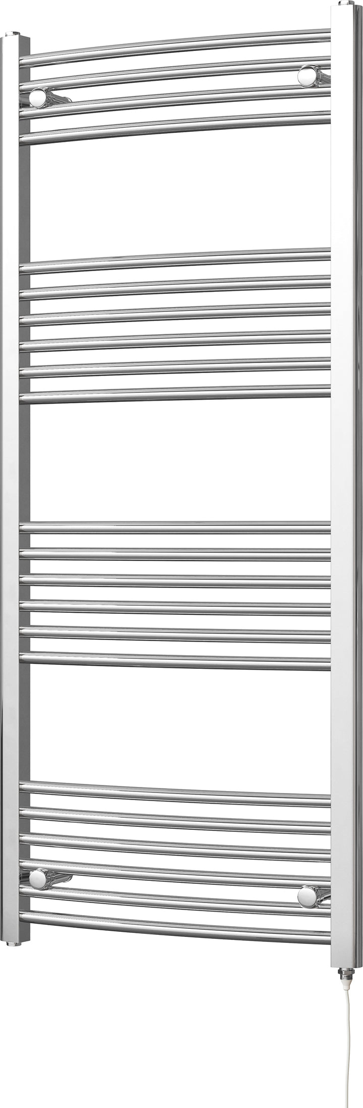 Zennor - Chrome Electric Towel Rail H1400mm x W600mm Curved 500w Standard