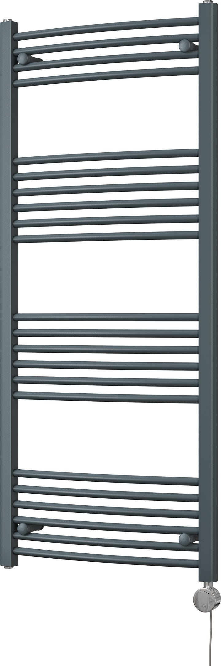 Zennor - Anthracite Electric Towel Rail H1400mm x W600mm Curved 600w Thermostatic