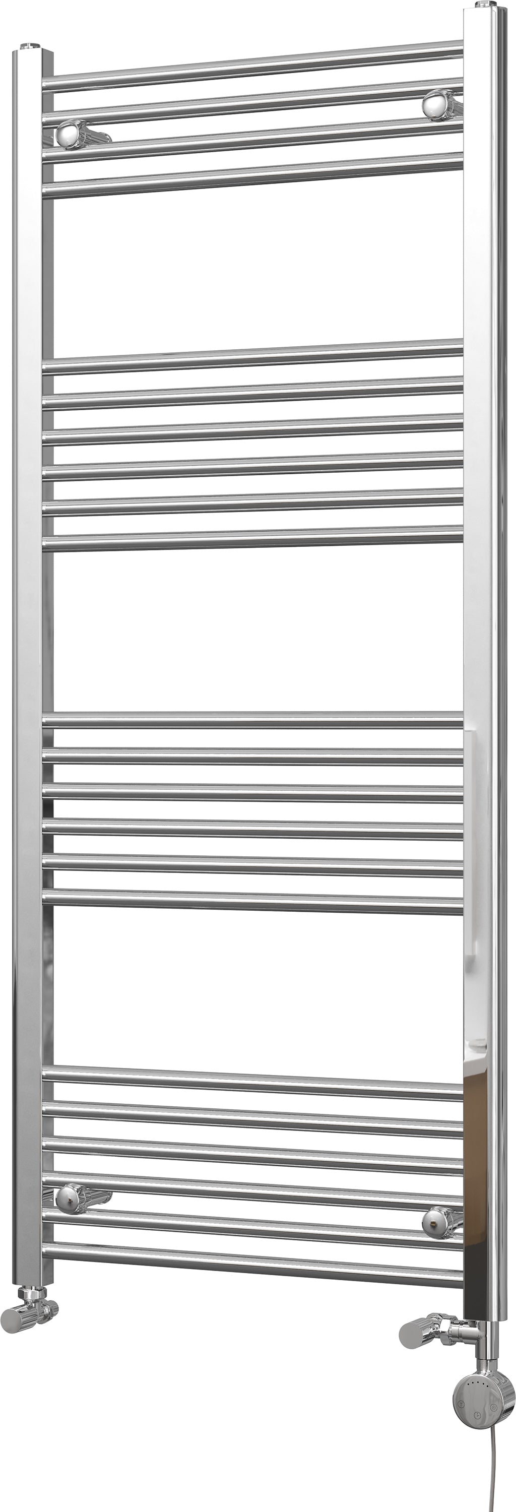 Zennor - Chrome Dual Fuel Towel Rail H1400mm x W600mm Thermostatic - Straight