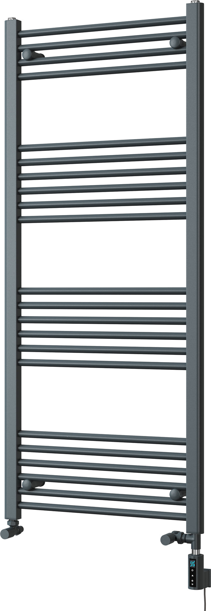 Zennor - Anthracite Dual Fuel Towel Rail  H1400mm x W600mm Thermostatic WIFI - Straight