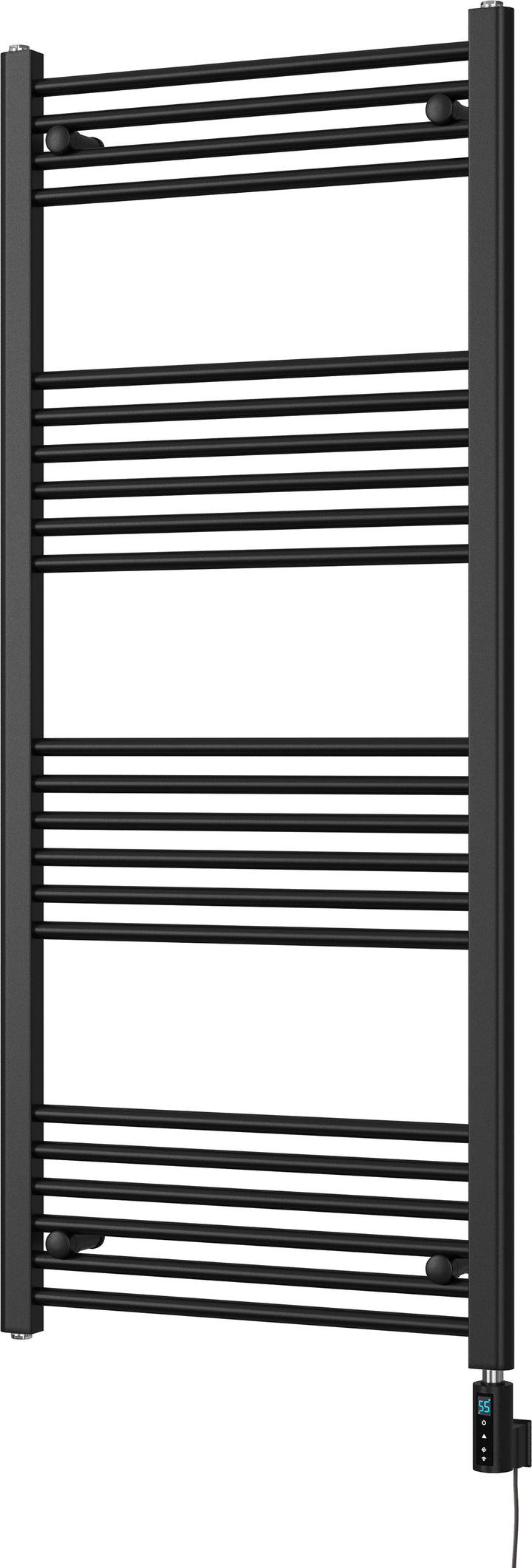 Zennor - Black Electric Towel Rail H1400mm x W600mm Straight 600w Thermostatic WIFI