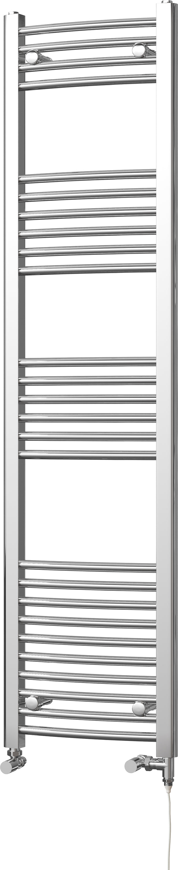 Zennor - Chrome Dual Fuel Towel Rail H1600mm x W400mm Standard - Curved