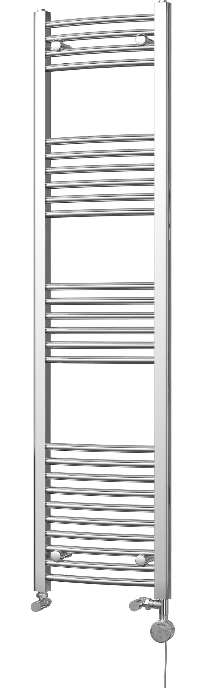 Zennor - Chrome Dual Fuel Towel Rail H1600mm x W400mm Thermostatic - Curved