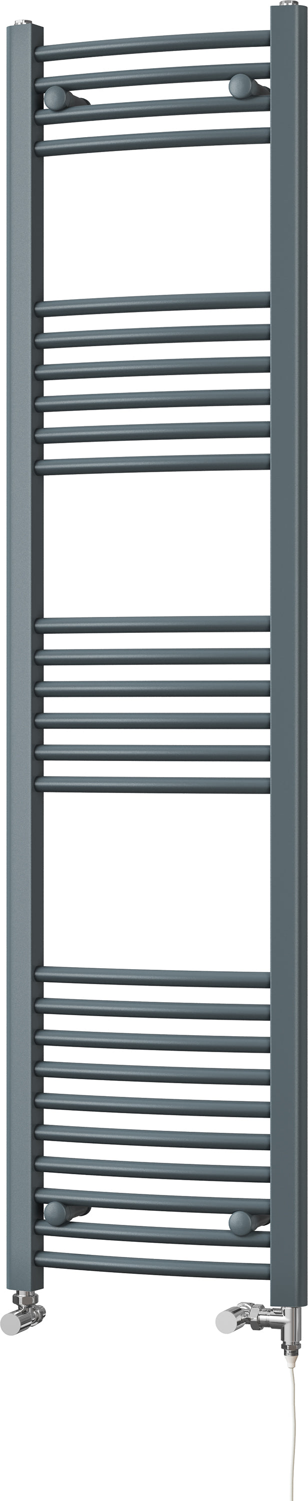 Zennor - Anthracite Dual Fuel Towel Rail  H1600mm x W400mm Standard - Curved