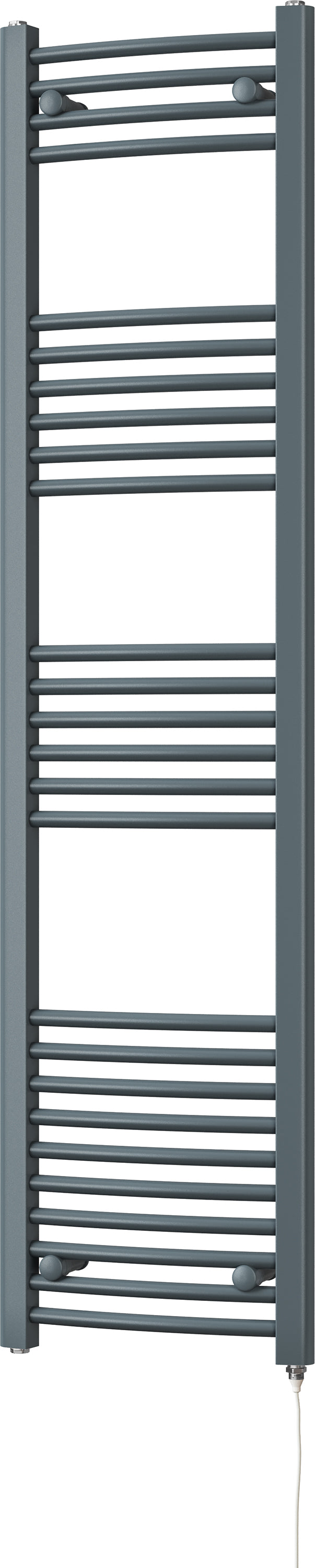 Zennor - Anthracite Electric Towel Rail H1600mm x W400mm Curved 500w Standard