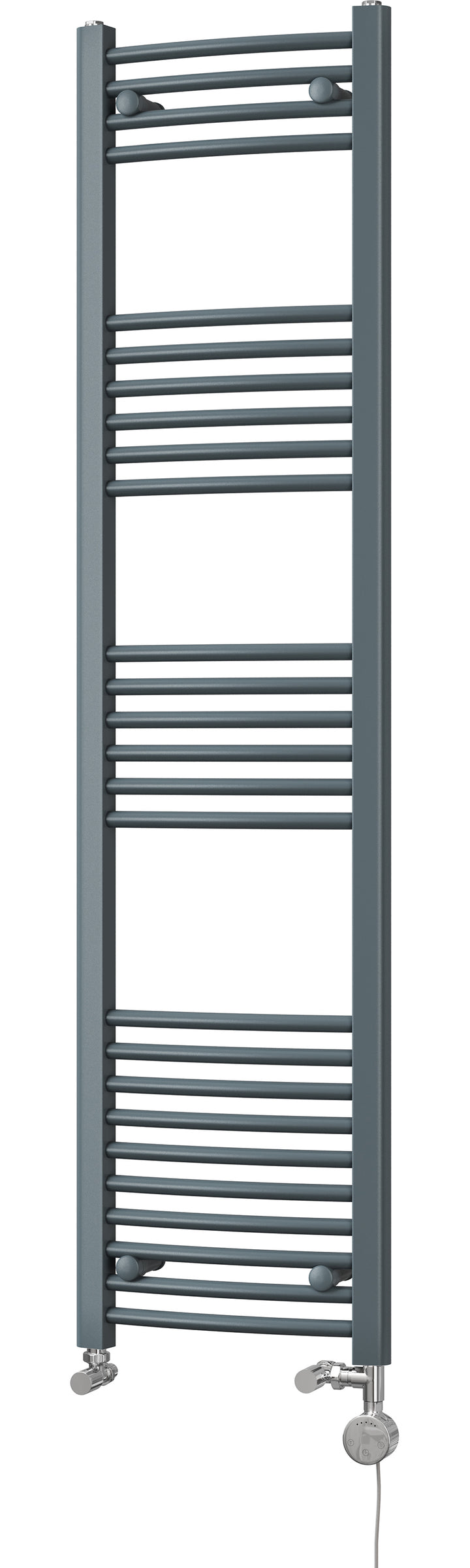 Zennor - Anthracite Dual Fuel Towel Rail  H1600mm x W400mm Thermostatic - Curved