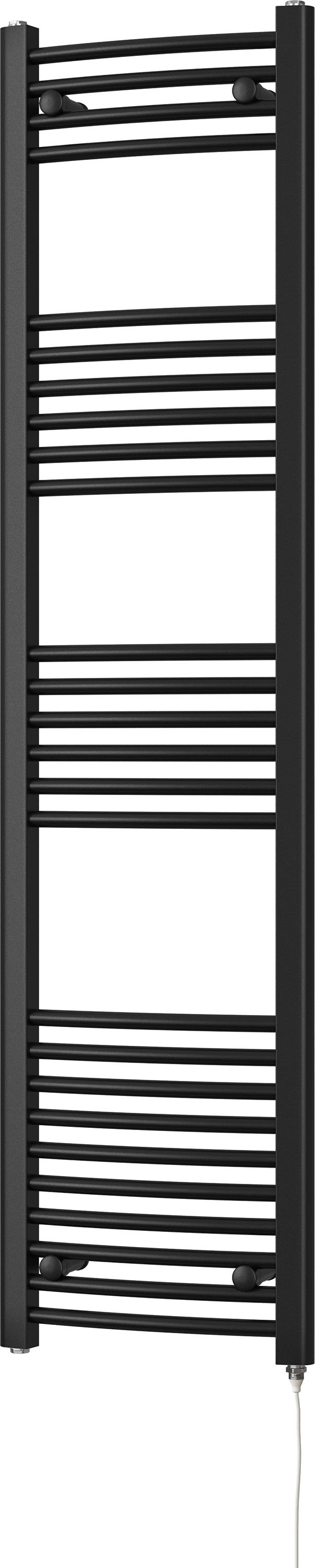 Zennor - Black Electric Towel Rail H1600mm x W400mm Curved 500w Standard