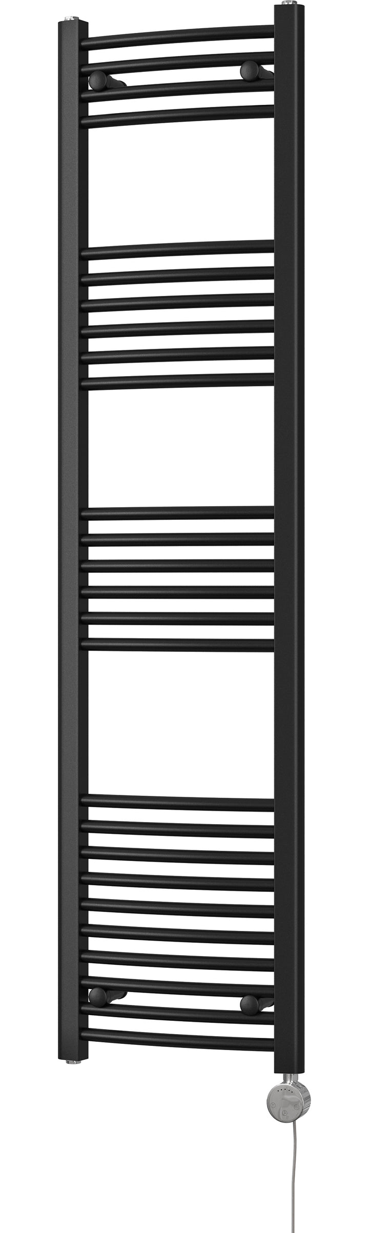 Zennor - Black Electric Towel Rail H1600mm x W400mm Curved 600w Thermostatic