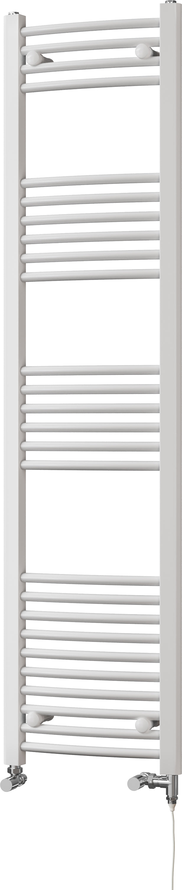 Zennor - White Dual Fuel Towel Rail H1600mm x W400mm Standard - Curved