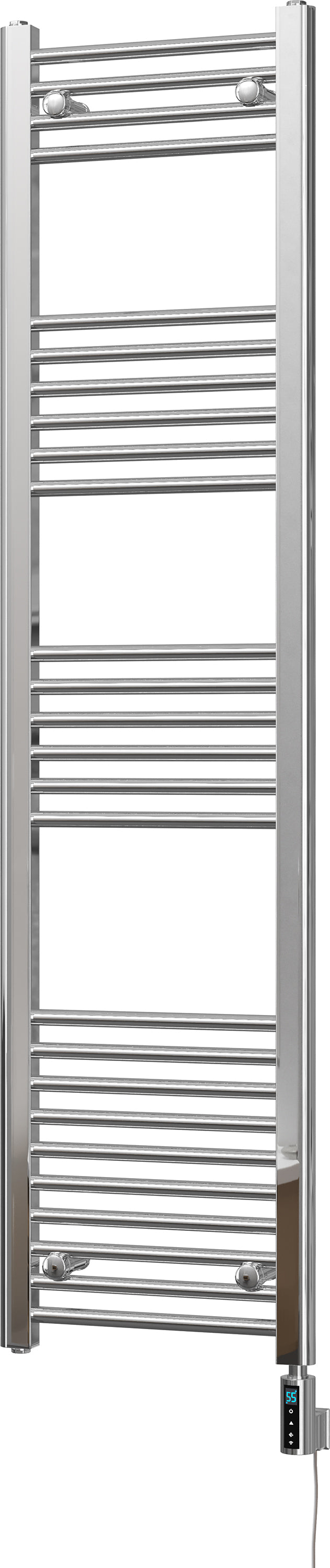 Zennor - Chrome Electric Towel Rail H1600mm x W400mm Straight 300w Thermostatic WIFI