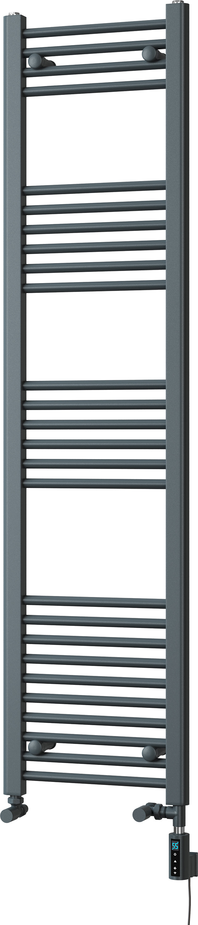 Zennor - Anthracite Dual Fuel Towel Rail H1600mm x W400mm Thermostatic WIFI - Straight