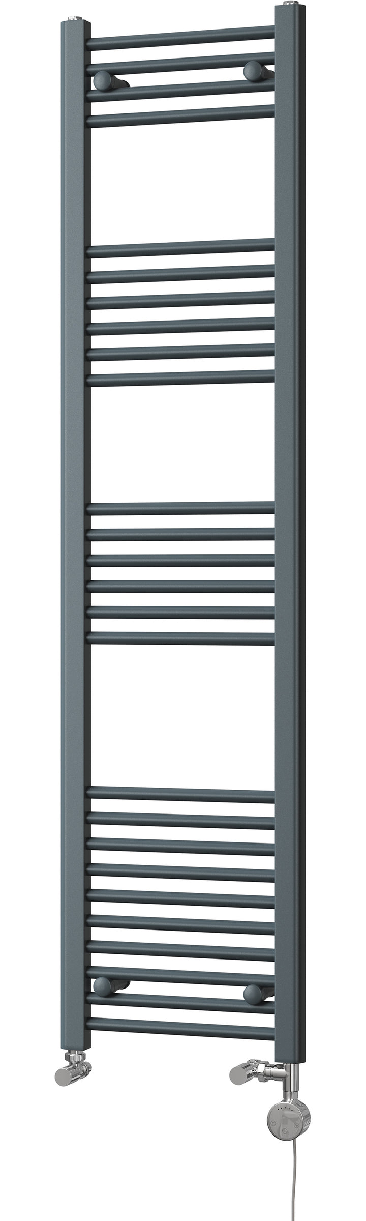 Zennor - Anthracite Dual Fuel Towel Rail  H1600mm x W400mm Thermostatic - Straight