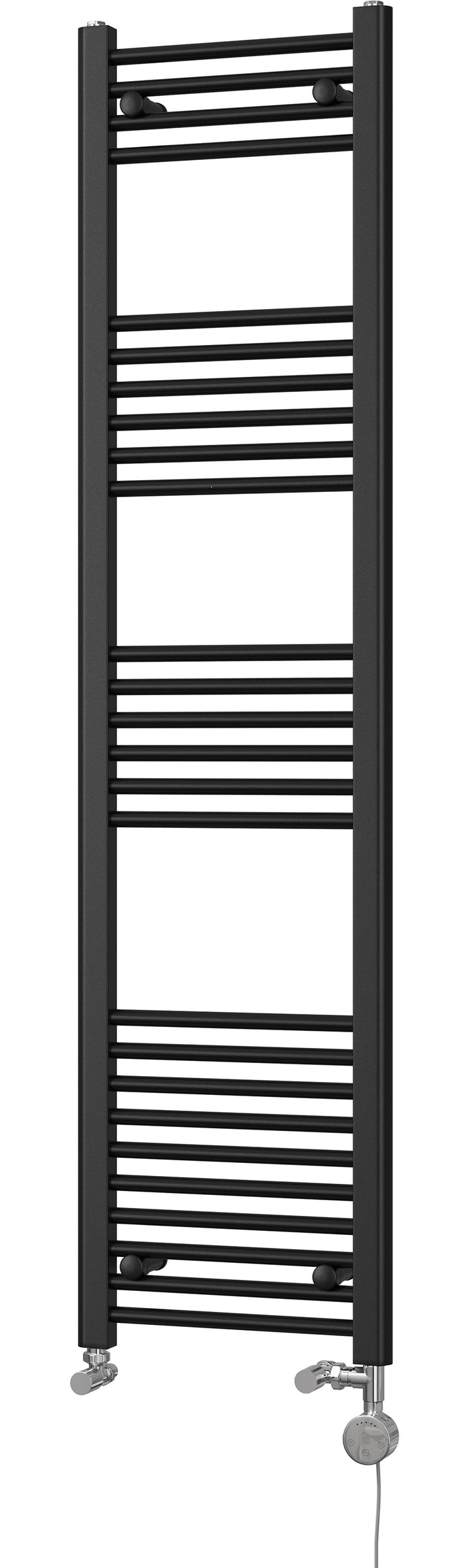 Zennor - Black Dual Fuel Towel Rail H1600mm x W400mm Thermostatic - Straight