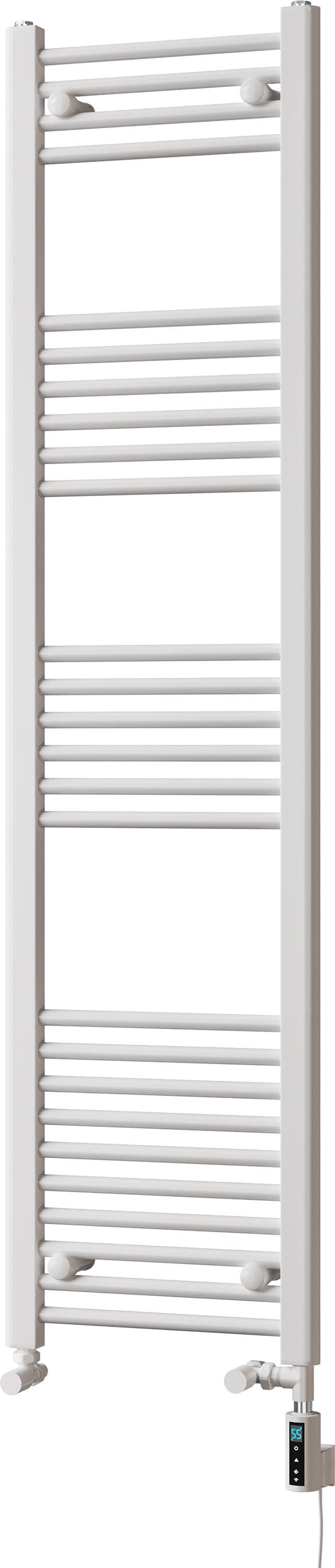 Zennor - White Dual Fuel Towel Rail H1600mm x W400mm Thermostatic WIFI - Straight