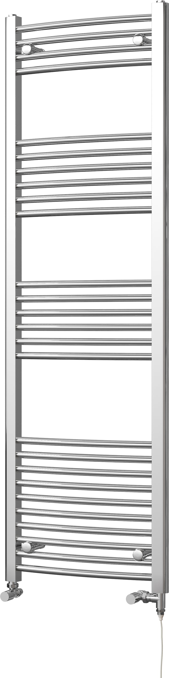 Zennor - Chrome Dual Fuel Towel Rail H1600mm x W500mm Standard - Curved