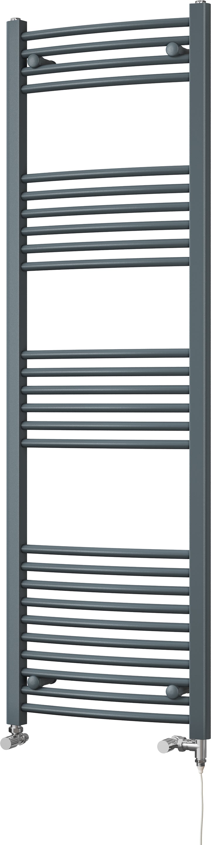 Zennor - Anthracite Dual Fuel Towel Rail  H1600mm x W500mm Standard - Curved