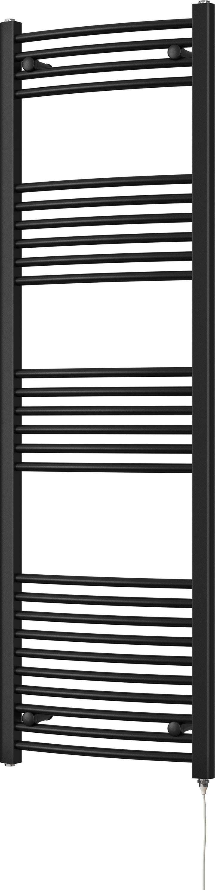 Zennor - Black Electric Towel Rail H1600mm x W500mm Curved 600w Standard