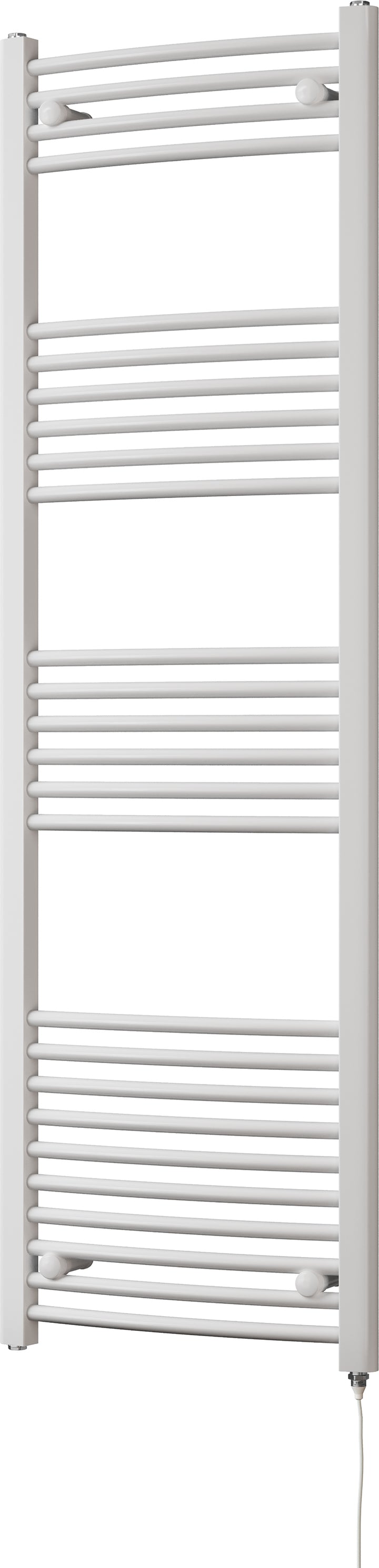 Zennor - White Electric Towel Rail H1600mm x W500mm Curved 600w Standard