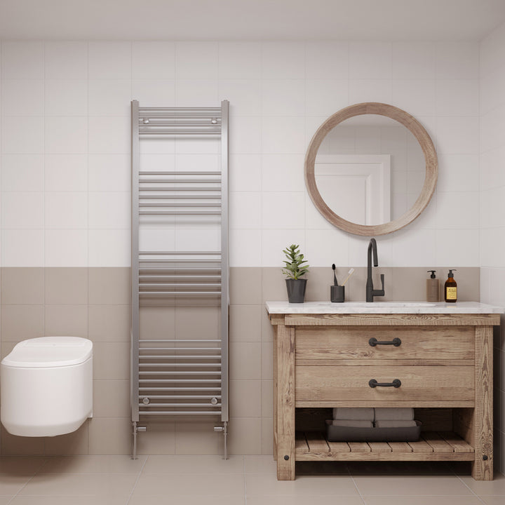 Zennor - Chrome Heated Towel Rail - H1600mm x W500mm - Straight